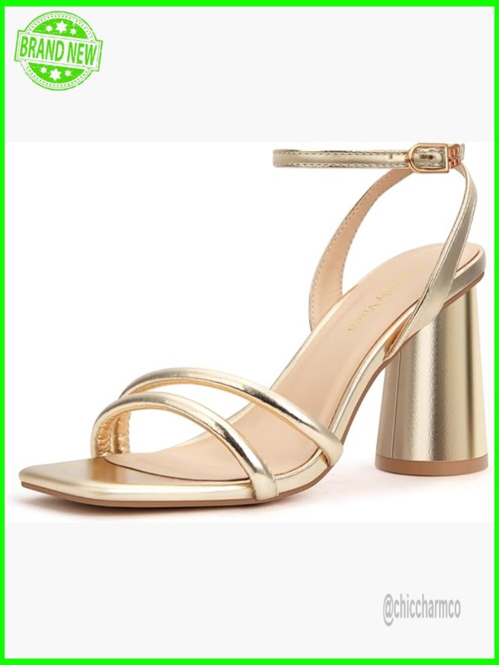 Square Toe Block Heeled Sandals Ankle Strap 3.5" Heel Strappy